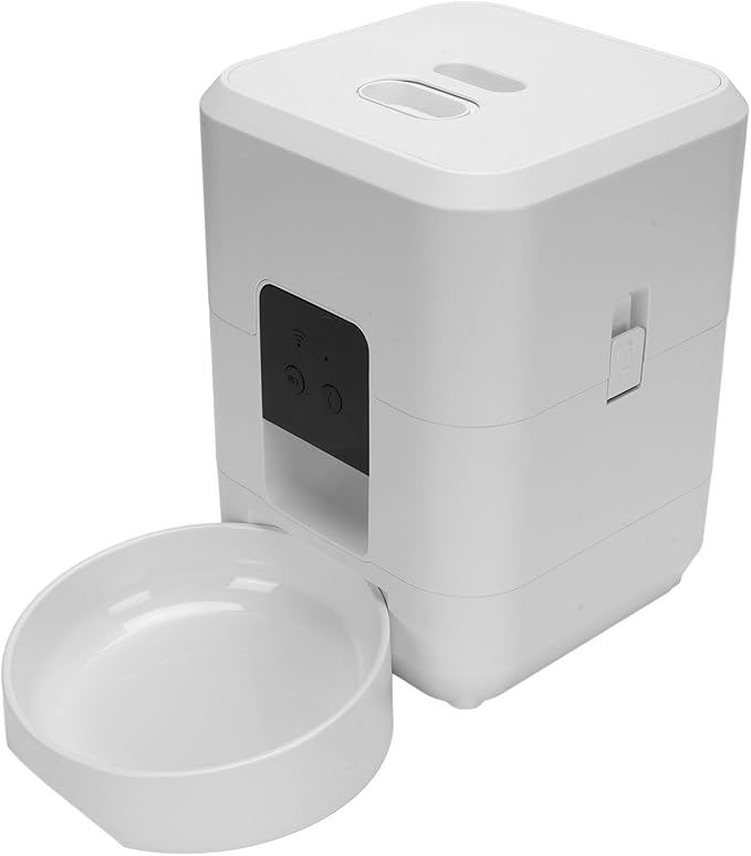 ANGGREK Timed Dry Food Dispenser, Large Capacity Timing Feeding Portion Control Automatic Pet Feeder for Dogs Cats (White)