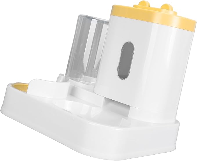 Automatic Pet Food Water Dispenser Large Capacity 2 in 1 Cat Feeder Waterer for Dogs and Puppies (Yellow)
