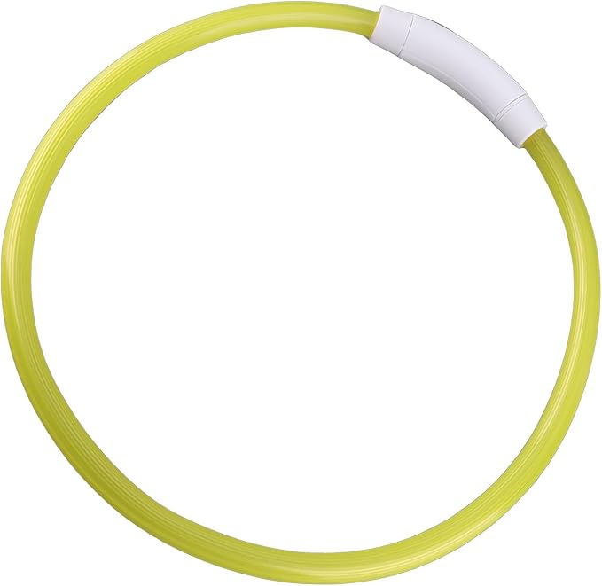 ZJchao LED Dog Collar Rechargeable Glowing Light Up Collar for Night Walks Durable Soft Silicone Necklace for Small Medium Large Dogs Yellow