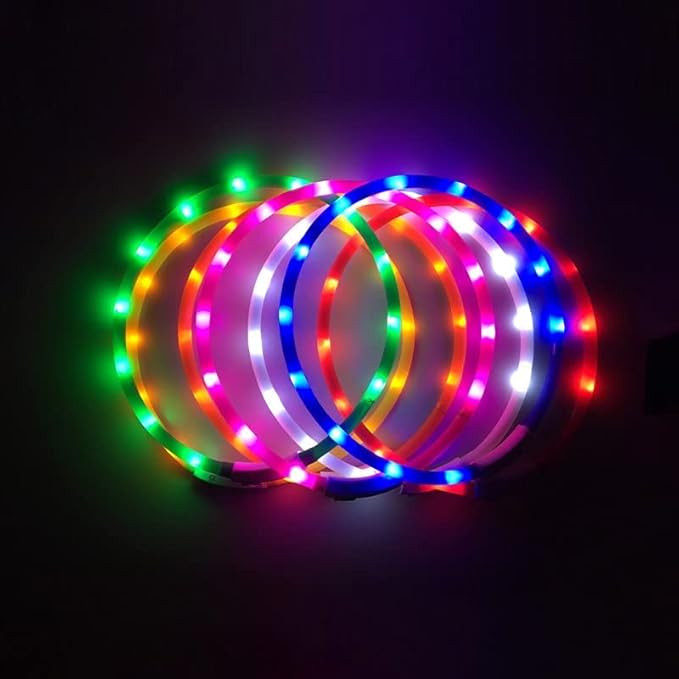 HUFFA LED Glowing Dog Collar USB Charging Pet Dog Collar Night Luminous Dog Collars Rechargeable Night Safety Flashing Necklace (Color : R, Size : S1)