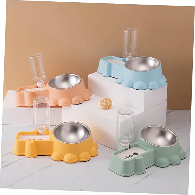 1set Adorable Pet Feeder Automatic Water and Food Bowl for Cats and Dogs Convenient Non- Design Stylish Basin for Home Use