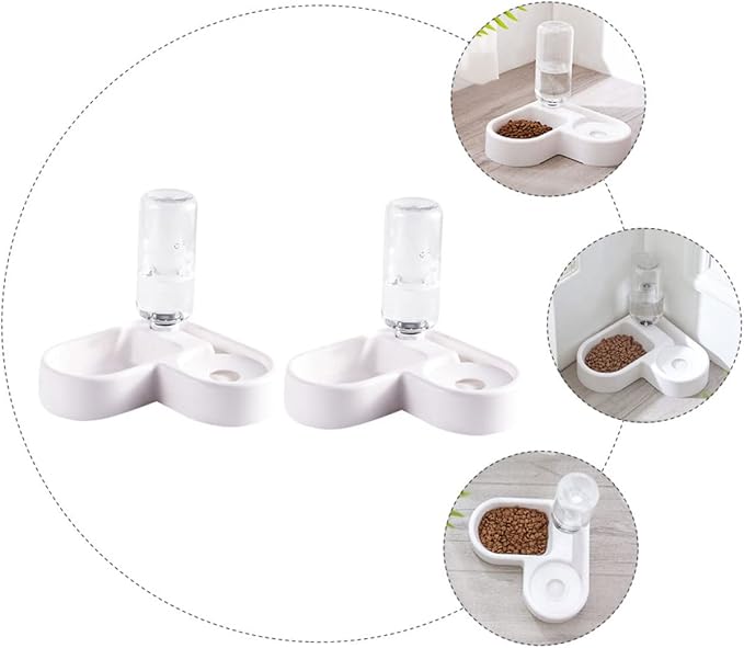 NOLITOY 2pcs Automatic Pet Drinking Bowl Dual Food and Water Feeder for Dogs and Cats Practical Design Non- Base for Pets