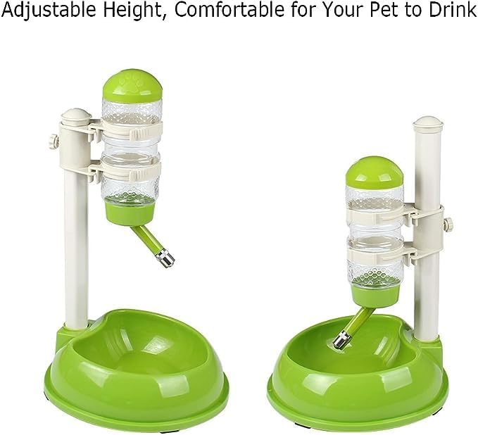 Pet Feeder Water Dispenser Kit,Adjustable Height Pet Automatic Water Food Dispenser Dog Bowl Vertical Cat Feeder Bowl Waterer Set for Dog Puppy Kitten (Black)