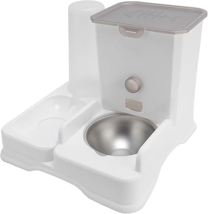 Automatic Pet Feeder Water Dispenser, Double Bowl Set, Large Capacity, Plastic Material, Anti Slip Base, Easy to Clean,for Cats and Dogs, Food and Water Bowl