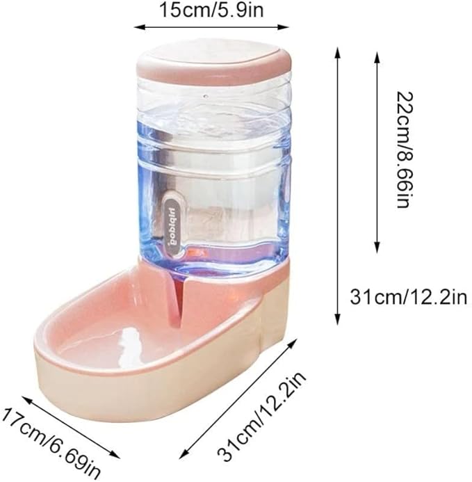 2 X 3.8 L Pet Automatic Feeding Bowls Dog Food Feeder Cat Water Feeder Large Capacity Food Water Dispenser Large Capacity Pet Bowls,Pink