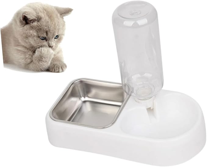 HANABASS Double Pet Water Feeding Bowl Creative Water Feeder for Dogs and Cats Automatic Drinking Tool Smooth Design for Home and Pet Shops White