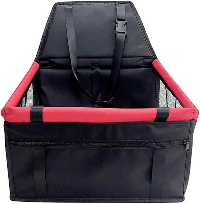Pet Car Seat for Hyundai Tucson NX/TL/LM/JM 4/3/2/1.Gen 2005-2020 2021 2022 2023 2024 2025 Dog Car Seat with Leash Portable Dog Bed for Car Washable Foldable Car Pet Bag,Black and red