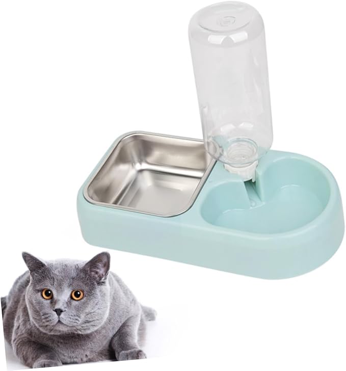 SUPVOX Double Pet Water Feeder Automatic Drinking Tool for Dogs and Cats Blue Unique Design Smooth Surface Safe and Eco-Friendly Pet Supplies