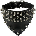 Spiked Studded Dog Collar PU Leather Pet Collar with Bandana Neck Size for 15-24 for S/M/L Breeds Black S