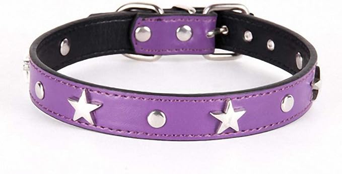 Pet Dog Collars Walking Running Puppy Neck Leash Leather Breathable Collars for Small Dog Cat Purple S
