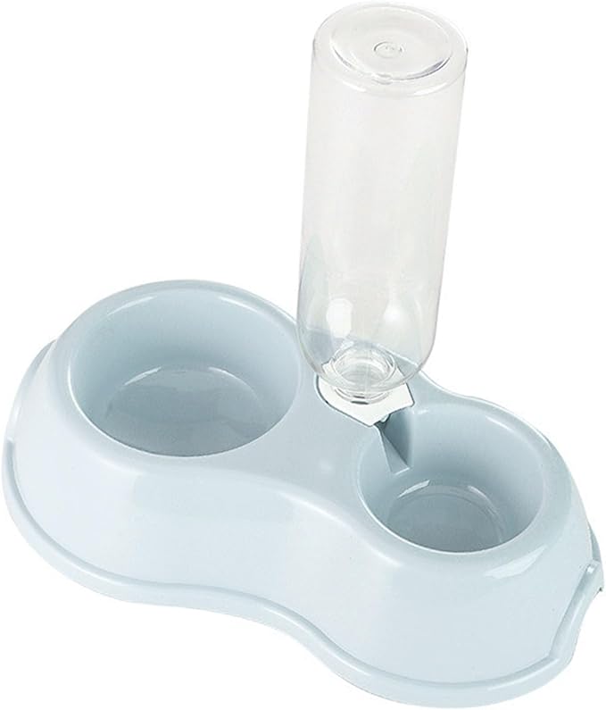 Double Dog Cat Bowl, Multipurpose Large Capacity Automatic Water Refill 2 in 1 Design Pet Feeder Water Dispenser Set, Gravity Feeder Cat Dry Food and Water Set for Indoor
