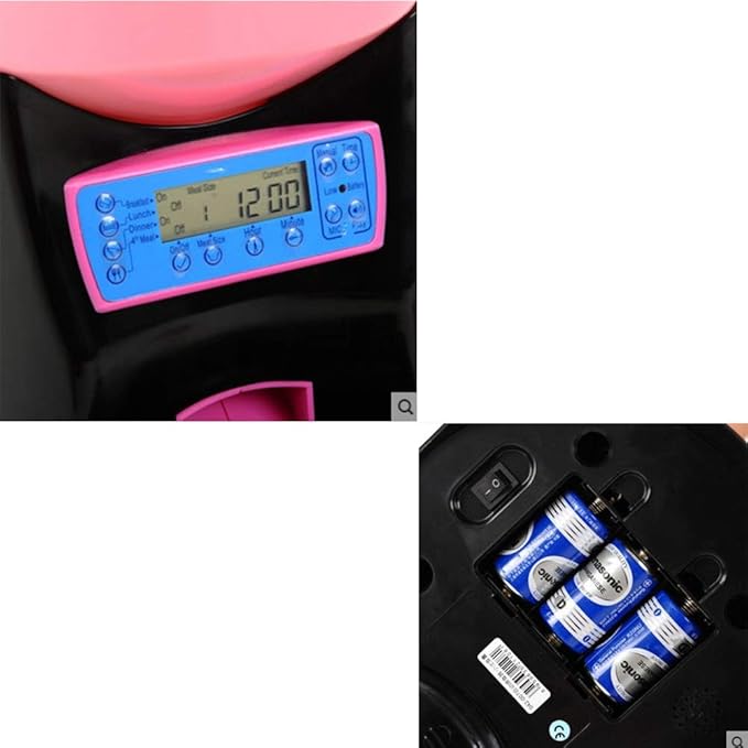 Pet Dog and Cat Timing Quantitative Intelligent Feeder Automatic Feeder 4 Meals Can Be Recorded Dispenser Bowl Food Large Capacity Pink Portable