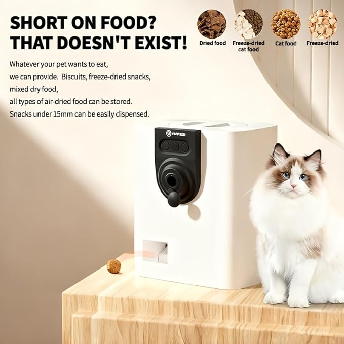 Automatic Pet Feeder with Camera, 1080P HD Video & 2-Way Audio, Smart WiFi Pet FoodDispenser, App Control for Dogs and Cats, Treat Dispenser Toy, Interactive Pet Camera forboredom