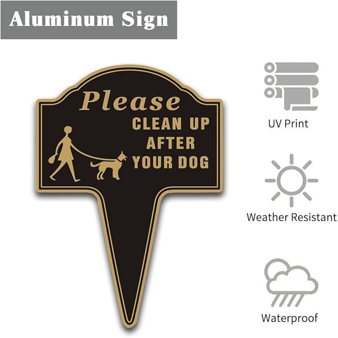 Clean Up After Your Dog Sign, Yuntarda 2-Pack 10”x14” No Poop Signs for Lawn No Pooping Dog Signs For Yard with Stake Double Sided Yard Sign Easy Install for Outdoor Use