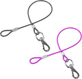 Chew Proof Dog Leash - 2Pack Metal Cable Lead,No Tangle Multiple Dog Leashes for Small and Medium Dogs- Heavy Duty Leash Extender for Collars & Harnesses(Black+Purple, 20in/50cm)