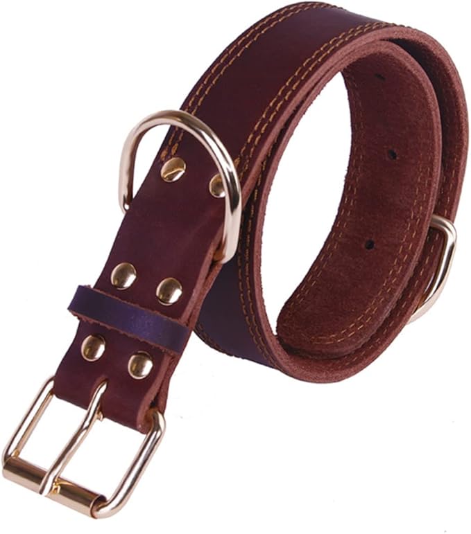 Happyyami Wide Dog Collar for Small Medium Large Dogs Genuine Grade Soft Padded Comfortable Pet Collar