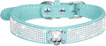 Cute Dog Collar with Bling Rhinestone, Fancy Crystal Diamond Glitter Pretty Jewel Soft Cat Collars for Small Medium Large Breed Dogs Girl Female Pet Puppy Kitten Terrier (L, Light Blue6)