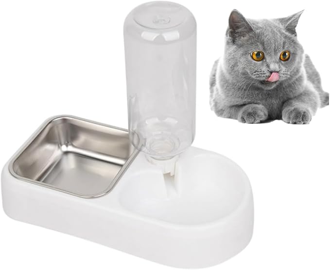 HANABASS Double Pet Water Feeding Bowl Creative Water Feeder for Dogs and Cats Automatic Drinking Tool Smooth Design for Home and Pet Shops White