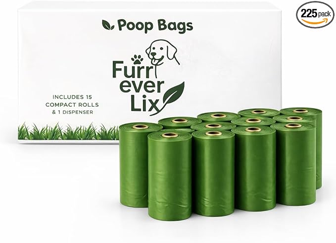 Eco-Friendly Dog Poop Bags - 225 Count with Dispencer Included - Scented & Unscented - Leak-Proof, Easy tear, Extra Thick (Unscented)