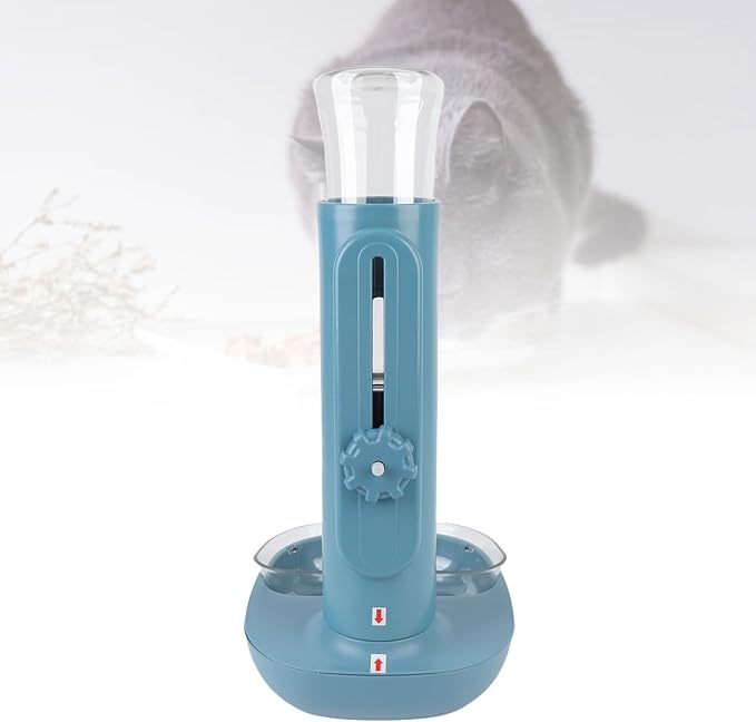 Pet Standing Water Dispenser, 680ml Automatic Feeding Water Height Adjustable Cat Dog Standing Bowl Drinking Bottle Feeder Detachable Hanging Pet Food Feeder for Small Cats Dogs (Blue)