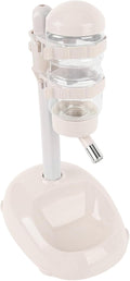 Tnfeeon Adjustable Height Pet Standing Water Dispenser Feeder, 17oz Capacity Automatic Water Bowl with Detachable Bottle for Puppies and Small Dogs, Plastic Base 9.8x7.1 Inches (Beige)