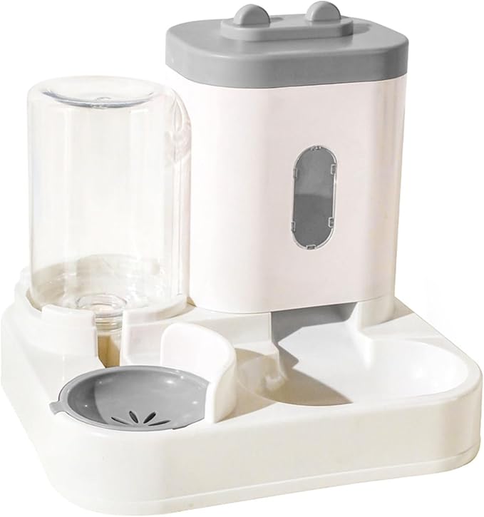 Convenient Pet Food Water Dispenser Large Capacity Feeder Automatic Gravity Cat Dog Visible Grey
