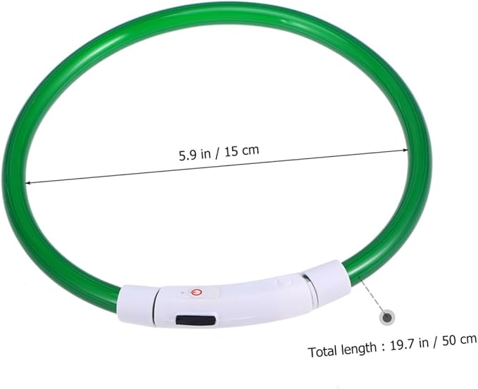 LED Glowing Dog Collar USB Rechargeable Pet Collar Green for Night Safety Flexible Design Energy Saving LED Light for All Dog