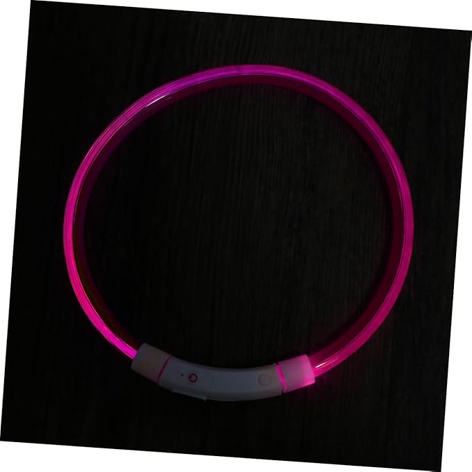 BESPORTBLE Dog Collar Rechargeable Neon Led Collar for Pets 3 Light Modes Charging Pink