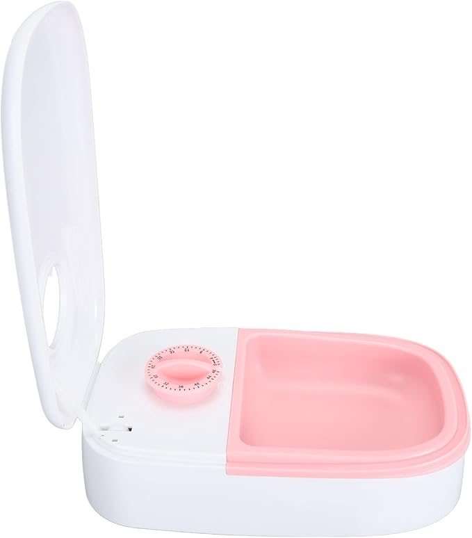 Automatic Pet Feeder, Timed Function, Dry Wet Food Compatible, ABS Material, Detachable Design, Anti Steal Rotary Buckle, Ice Bag Space for Freshness (Pink)