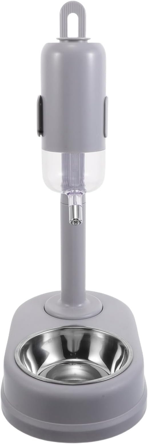 BESTonZON Dual Stainless Steel Pet Food and Water Bowl with Automatic Rolling Ball Water Dispenser Hanging Feeder for Dogs and Cats Indoor Use
