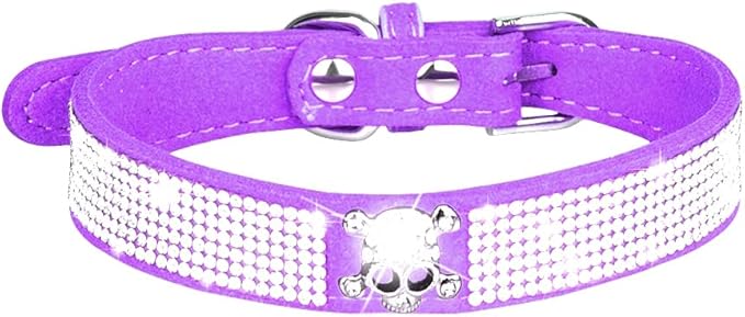 Cute Dog Collar with Bling Rhinestone, Fancy Crystal Diamond Glitter Pretty Jewel Soft Cat Collars for Small Medium Large Breed Dogs Girl Female Pet Puppy Kitten Terrier (XS, Purple6)