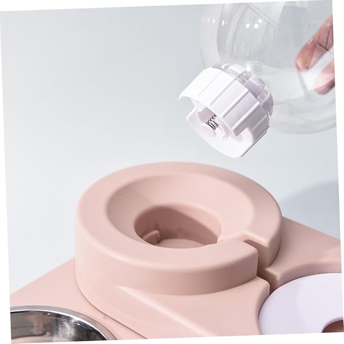 Happyyami Automatic PET Water Feeder Double Bowls Stainless Steel Cat and Dog Water Dispenser Non-Slip PET Drinking Tool for Cats and Dogs Easy to Clean for Home Use