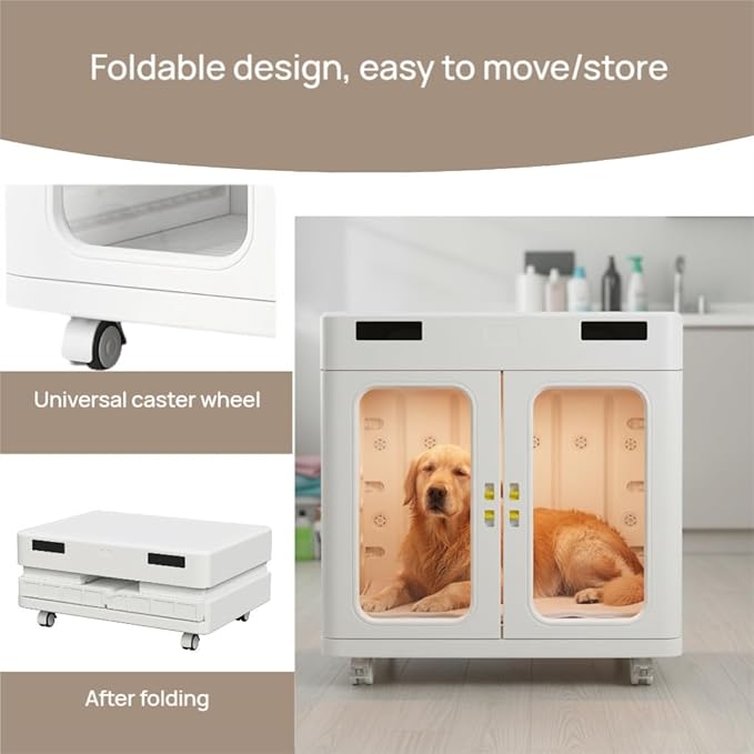 Pro Dog Cat Dryer, 430L Large Pet Grooming Blower Box for Giant Breeds up to 130lbs | High-Efficiency, Quiet <40dB Drying with Smart Temp Control & Negative Ion Care