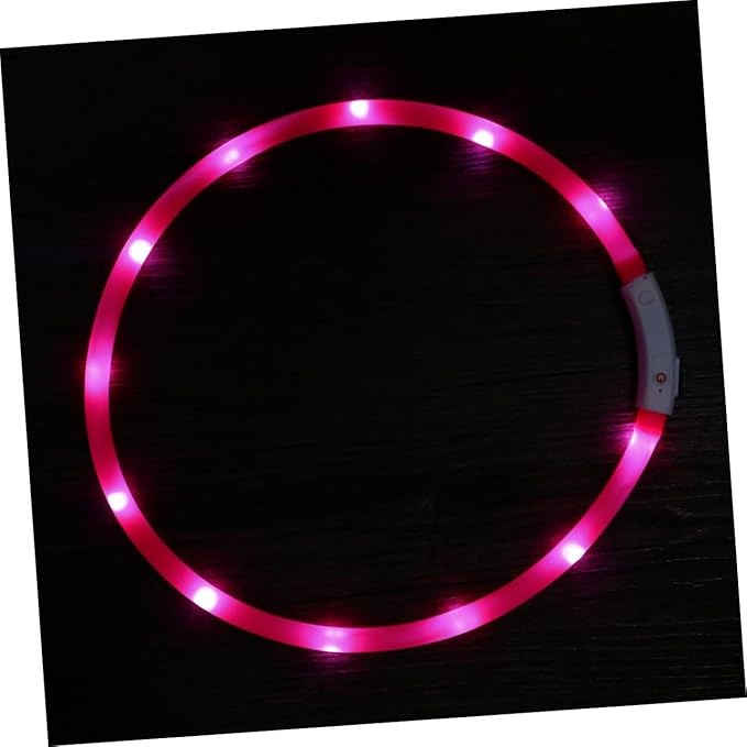 Rechargeable Led Dog Collar USB Luminous Flashing Pet Collar for Night Safety Light Modes Pink Evening Walks and Visibility