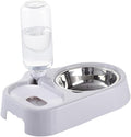 HANABASS Pet Double Bowl Automatic Water Feeder for Dogs and Cats Grey Smooth Non-Skid Base Convenient Food and Water Dispenser for Home Decor