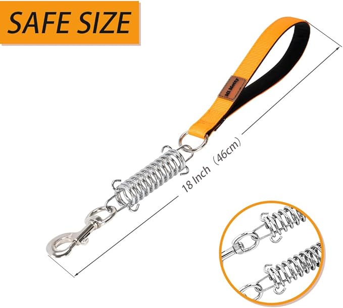 Heavy Duty Dog Leash, Chew Proof Metal Leash for Large Dogs (Up to 250lbs), WireRope Dog Leashes with Soft Silicone Grip (Orang Short, 1.5 FT)