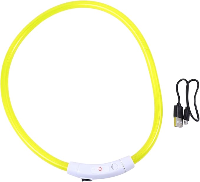 Led Glowing Dog Collar USB Rechargeable Pet Collar for Night Safety Stylish Yellow for Evening Walks and Camping