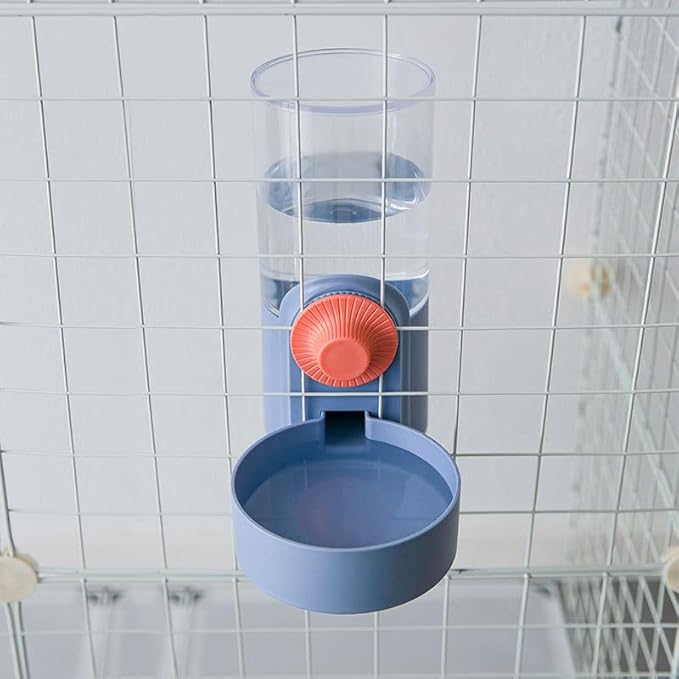 Automatic Feeder and Drinker,Cage Hanging System for Small Pets PP Safety Material Suitable for Cats Dogs Rabbits and Other Pets (Haze Blue)