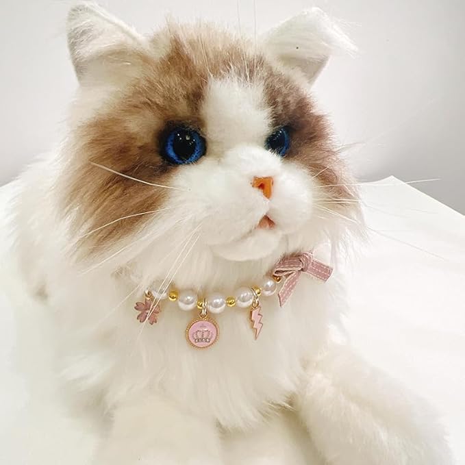 Pet Collar with Pearl Pendant, Dog or cat Pearl Necklace, Fashion Accessory for Cat or Dog, Elegant and Premium Design, Designs (Pink, M 25-30cm(Neck Girth))