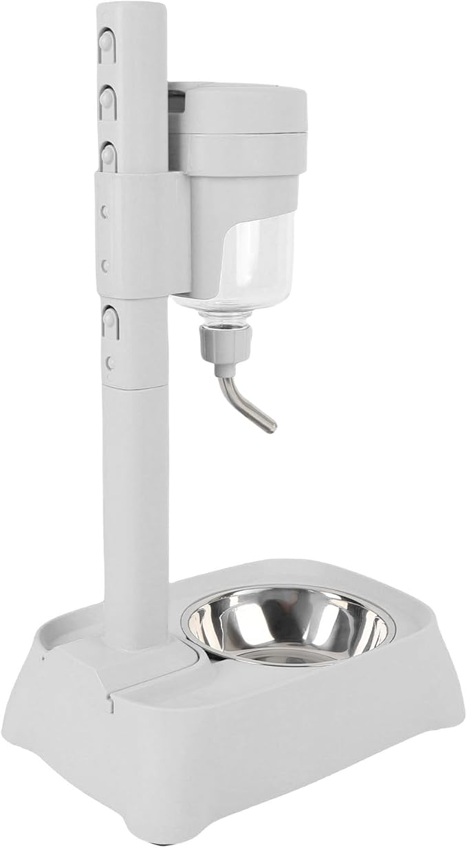 Pet Standing Water Dispenser with Stainless Steel Bowl & Height Adjustable, Automatic Cat Dog Water Feeder with 500ml Capacity Leak Proof Design for Multi Pet Households, Indoor (M)