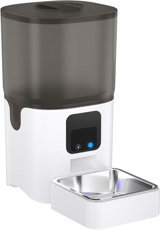 Pet Feeder White Pet Automatic Feeder Smart Cat and Dog Feeder 6l Food Storage Bucket Square Pets Supplies Compatible with Cats and Small Dogs Pets Supplies(WiFi Type)
