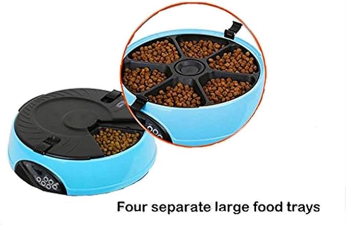 Timing Quantitative Automatic Feeder Meal Small Capacity Pet Automatic Feeder DiscShaped Solid Color Dog Feeder Portable (Color : Yellow) (Light blue)