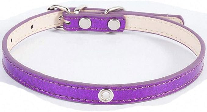 Lakke Bling Sequin Puppy Dog Collar Cat Necklaces Supplies Solid Nylon Durable Walking Running Necklaces Purple M