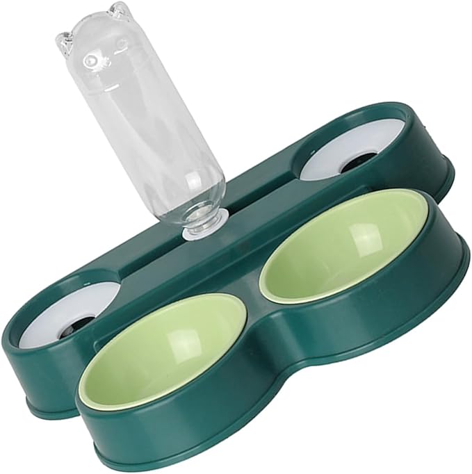Double Dog Bowl with Automatic Water Dispenser, Detachable Cats Water Fountain Bowl Food Container Automatic Bowl Supply