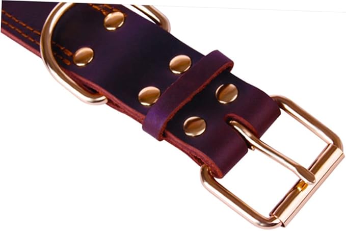 Genuine Leather for Small Medium Large Breeds Durable Grade Design Comfortable Padded Neck Protection for and Walking