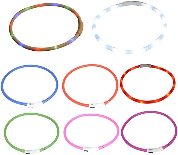 GANAZONO Led Pet Collar for Dog Cat 55cm Rechargeable 4 Modes Safety Light Collar