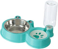 Pet Food and Water Bowl Set with Automatic Waterer Bottle for Small Medium Dogs Cats Puppies Kittens Feeding Station Kit- Blue