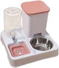 Automatic Dog Cat Feeder Dry and Wet Separation Smooth Surface Removable Eating and Drinking Bowl for Dogs Small Animal Puppy- Pink White