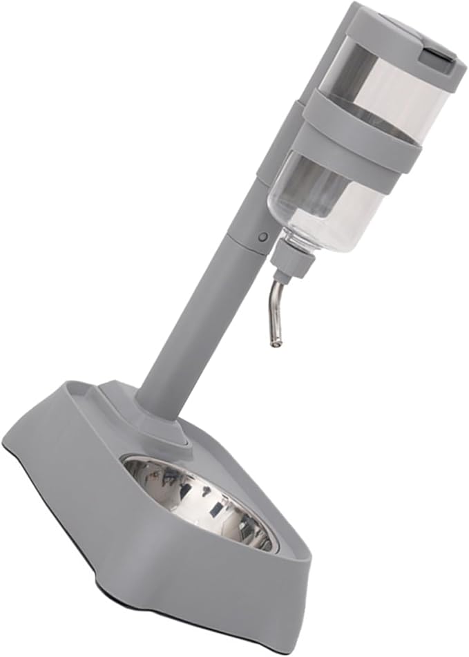 Gray Automatic Pet Drinking Fountain and Feeder Bowl with Height Adjustable for Dogs and Cats Adjustable Pet Bowl