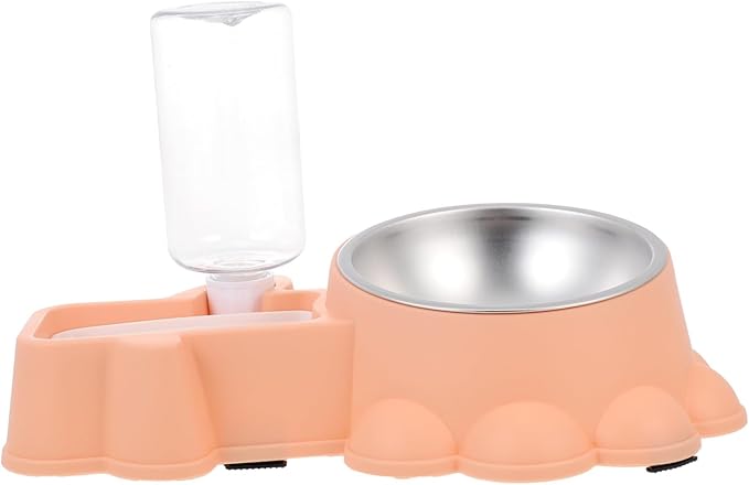 TOYANDONA Automatic Stainless Steel Pet Food Feeder with Water Dispenser Dog Bowl for Puppies and Dogs Transparent Kettle Design Compact Spill-Resistant Feeding Station for Busy Pet Owners
